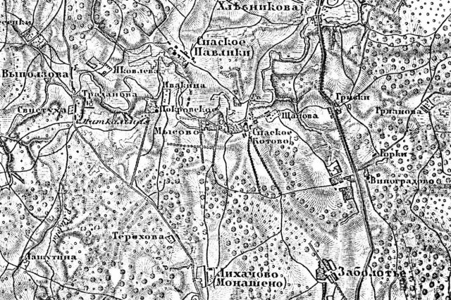 1860 - Карта населенных пунктов в районе Долгопрудного