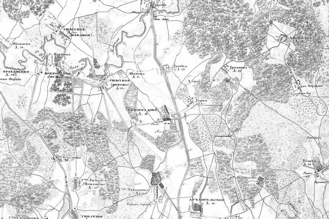 1852 - Фрагмент топографической карты окрестностей Москвы
